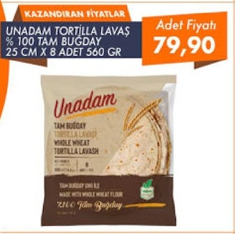 Unadam Tortilla Lavaş Tam Buğday 560 Gr