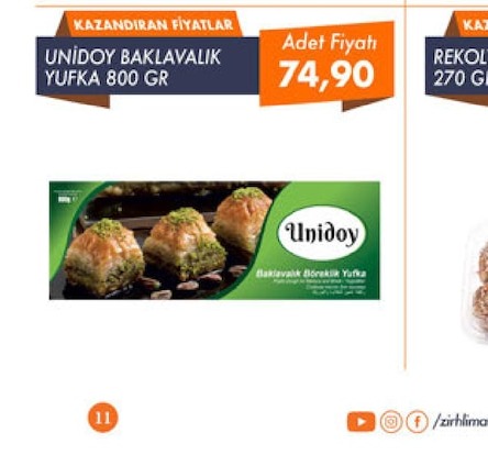 Unidoy Baklavalik Yufka 800 Gr