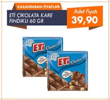 Eti Çikolata Kare 60G Fındıklı