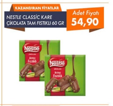 Nestle Classic Kare Çikolata Tam Fıstıklı 60 Gü