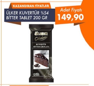 Ülker Kuvertür %54 Bitter Tablet 200 Gr