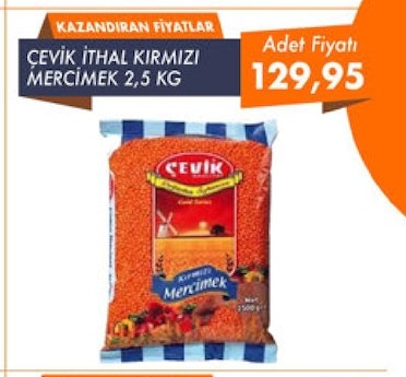 Çevik İthal Kirmizi Mercimek 2,5 Kg