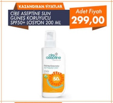 Cire Aseptine Sun Gunes Koruyucu Spf50+ Losyon 200 Ml