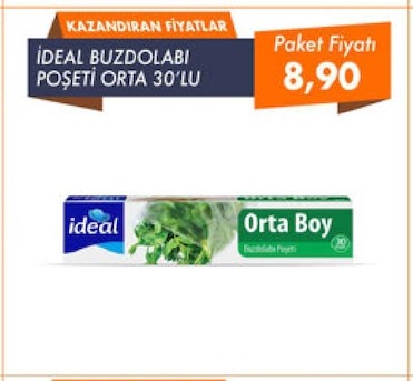 Ideal Buzdolabı Poşeti Orta Boy 30'Lu