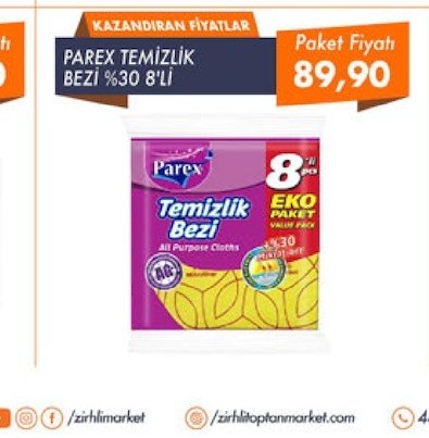 Parex Temizlik Bezi %30 8'Li Eko Paket