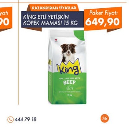 King Etli Yetişkin Köpek Maması 15 Kg