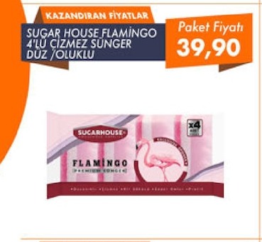 Sugar House Flamingo 4'Lü Cizmez Sünger Düz Oluklu