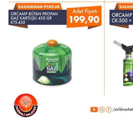 Orcamp Bütan Propan Gaz Kartuşu 450 Gr Ck-500+