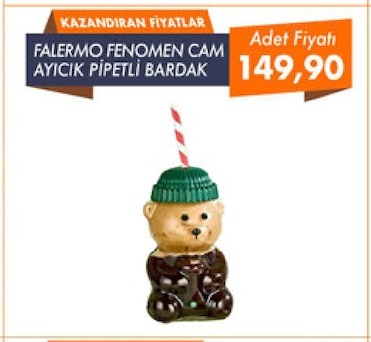 Falermo Fenomen Cam Ayıcık Pipetli Bardak