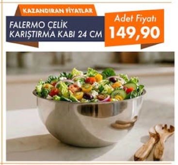 Falermo Çelik Karıştırma Kabı 24 Cm