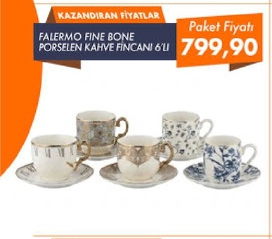 Falermo Fine Bone Porselen Kahve Fincani 6'Li