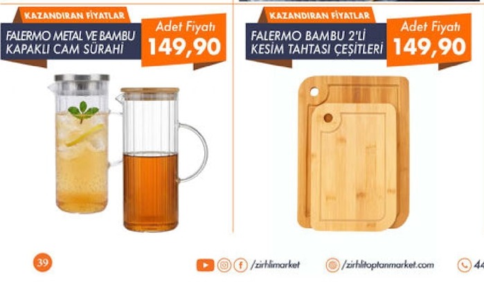 Falermo Metal Ve Bambu Kapakli Cam Surahi