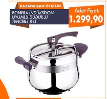 Bonera Indüksiyon Uyumlu Düdüklü Tencere 8 Lt