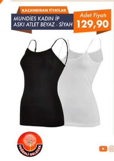 Mundies Kadın Ip Askı Atlet Beyaz - Siyah