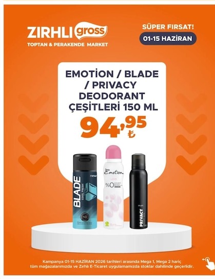 Emotion / Blade / Privacy Deodorant Çeşitleri 150 Ml