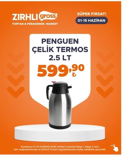 Penguen Çelik Termos 2.5 Lt