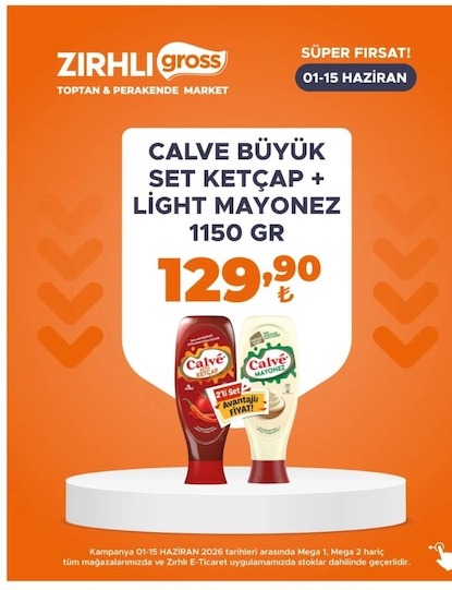 Calve Büyük Set Ketçap + Light Mayonez 1150G