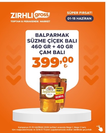 Balparmak Süzme Çiçek Balı 460Gr + 40Gr Çam Balı