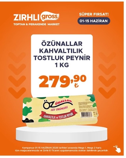 Özünallar Kahvaltılık Toast Peynir 1 Kg